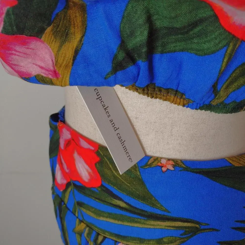 NWT Cupcakes and Cashmere Women's Blue Floral/Blouse and Pants Outfit Size XS